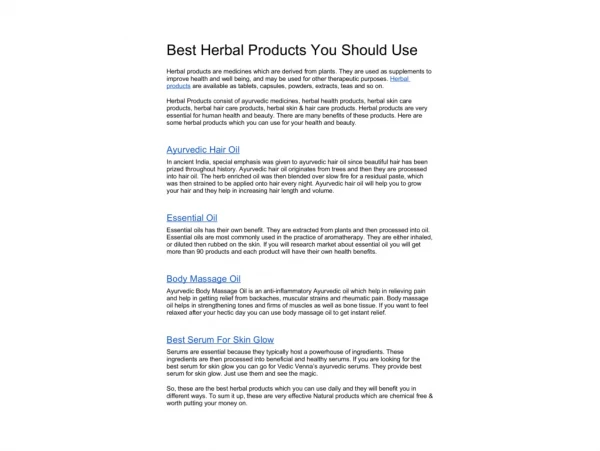 Best Herbal Products You Should Use