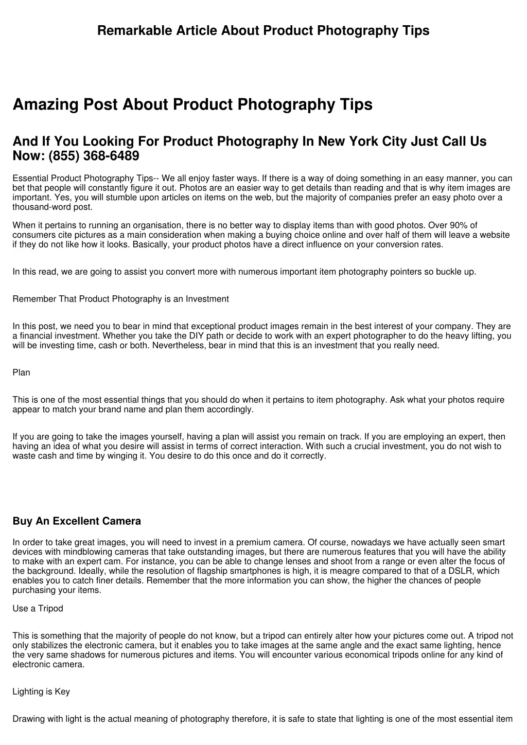 remarkable article about product photography tips