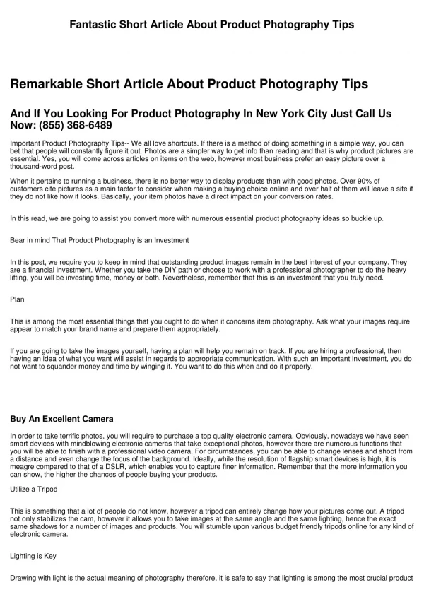 Fantastic Post About Item Photography Tips