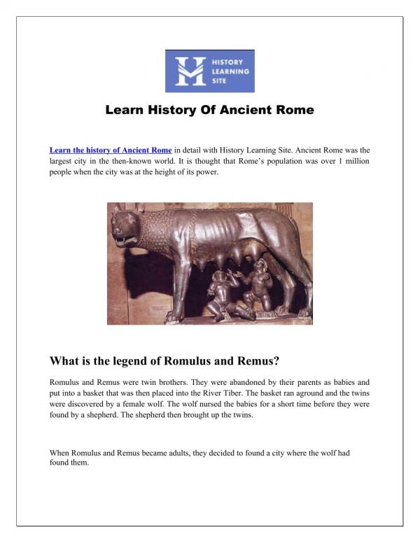 Learn History Of Ancient Rome
