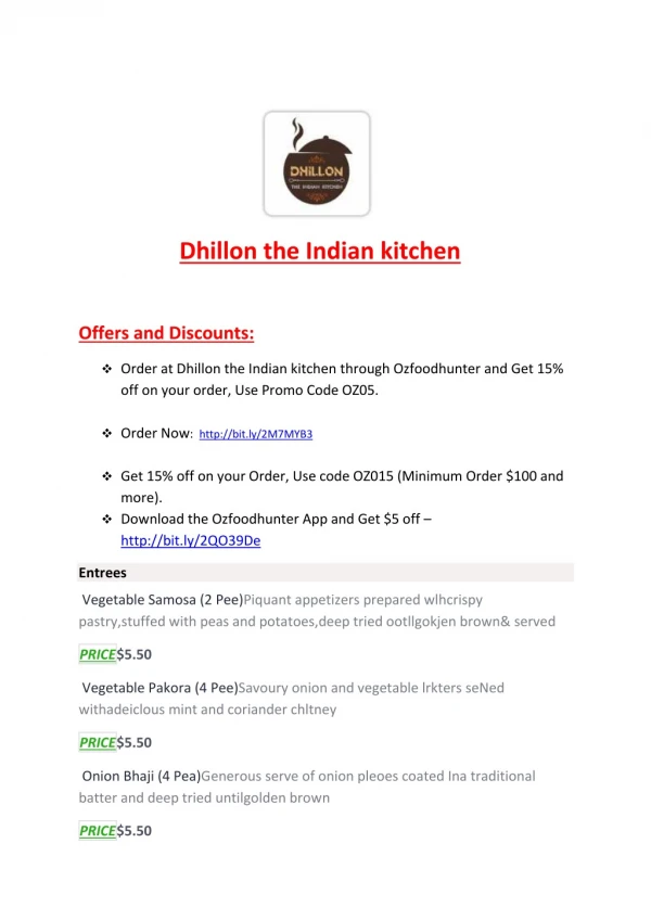 15% Off - Dhillon the Indian kitchen -Salisbury - Order Food Online