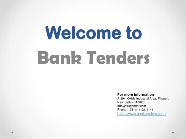 Tenders –Bank Tenders In India | Latest Bank Tenders