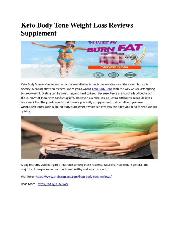 Keto Body Tone (Australia) Weight Loss Supplement Reviews