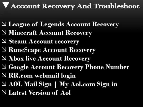 Account Recovery And Troubleshoot