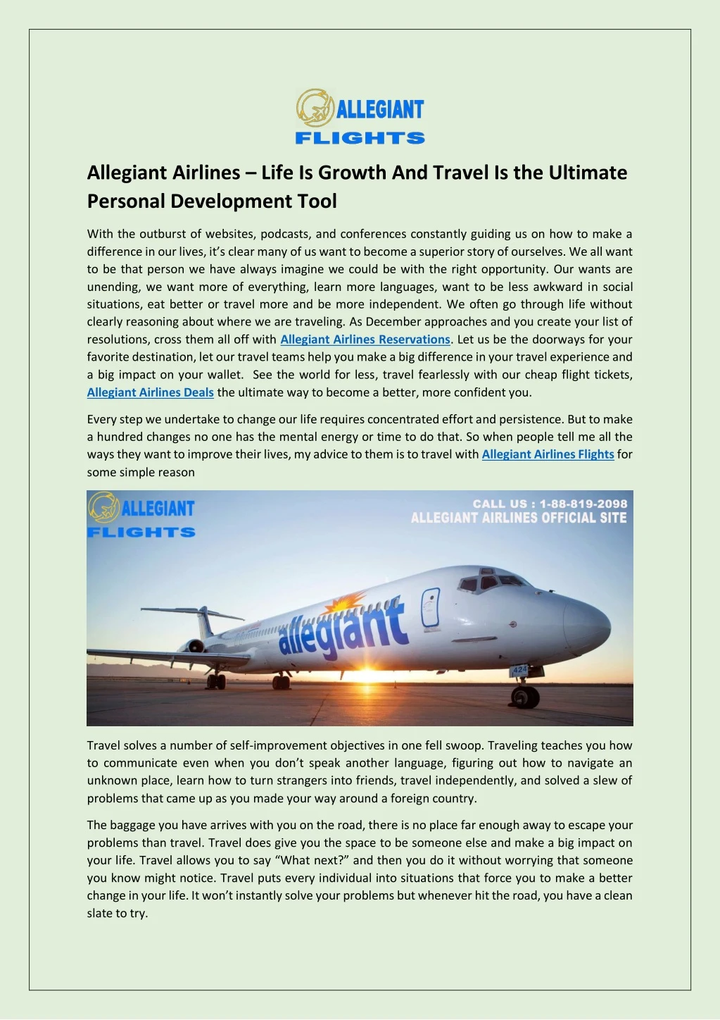 allegiant airlines life is growth and travel