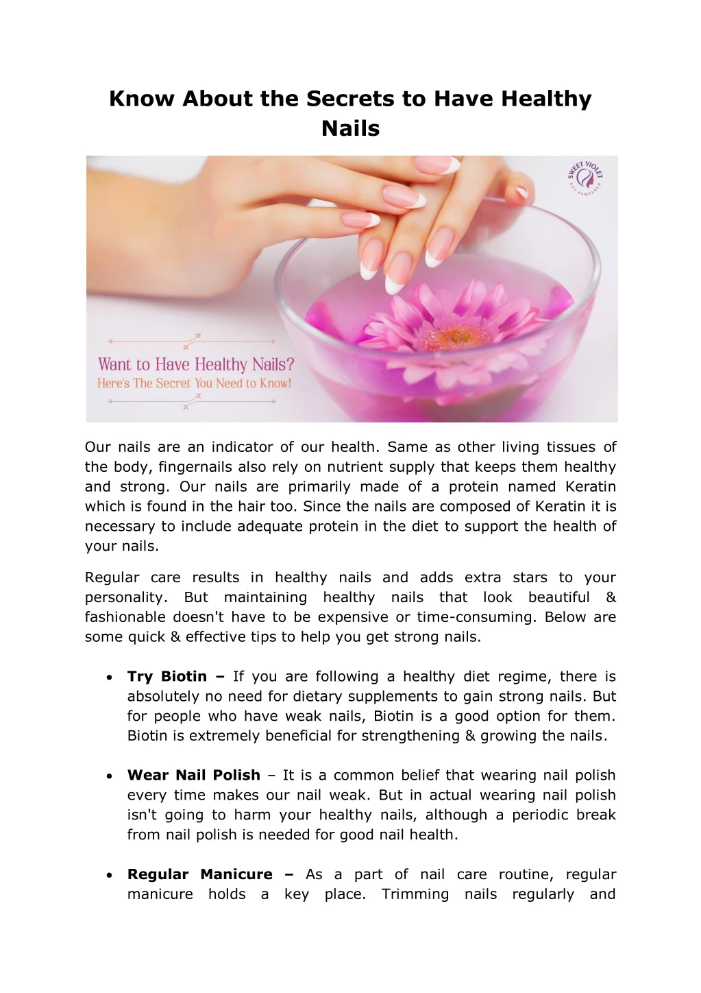 know about the secrets to have healthy nails