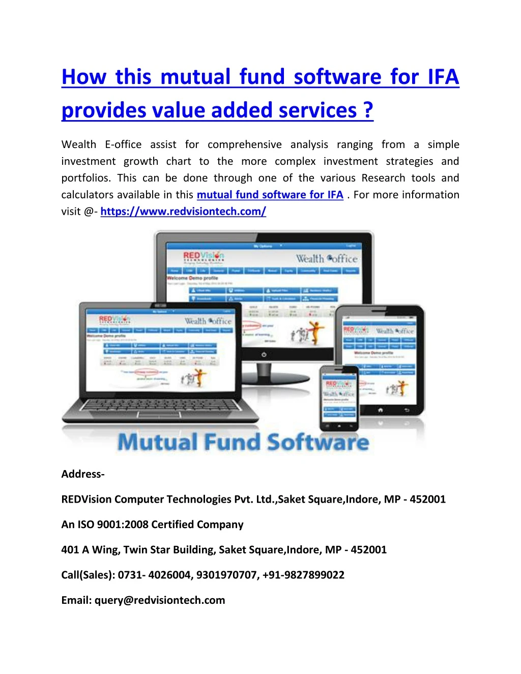 how this mutual fund software for ifa provides