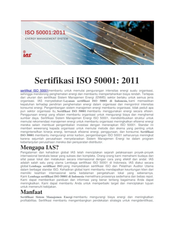 sertifikat ISO 50001:2018