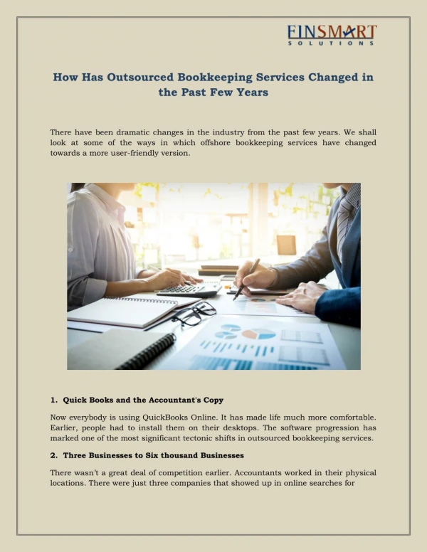 How Has Outsourced Bookkeeping Services Changed in the Past Few Years