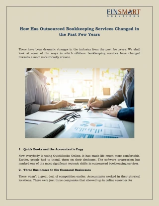 How Has Outsourced Bookkeeping Services Changed in the Past Few Years - slide 1