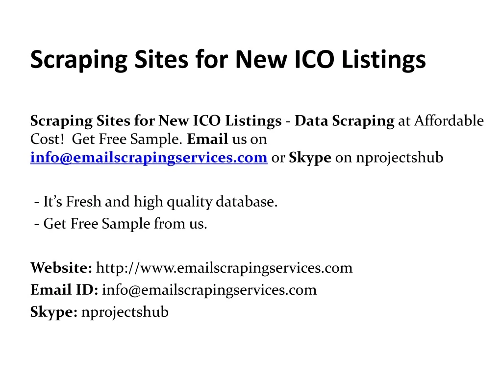 scraping sites for new ico listings
