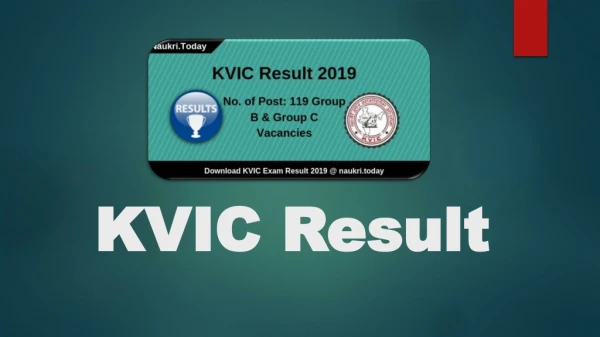 KVIC Result 2019 Check KVIC Group B & C Cut off Marks & Merit List