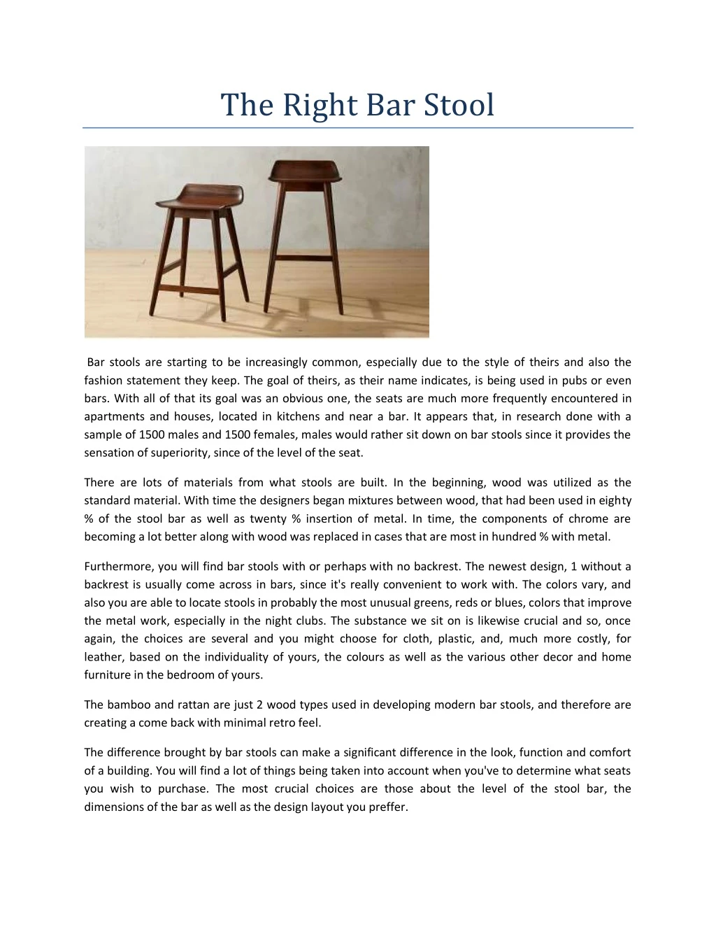 the right bar stool