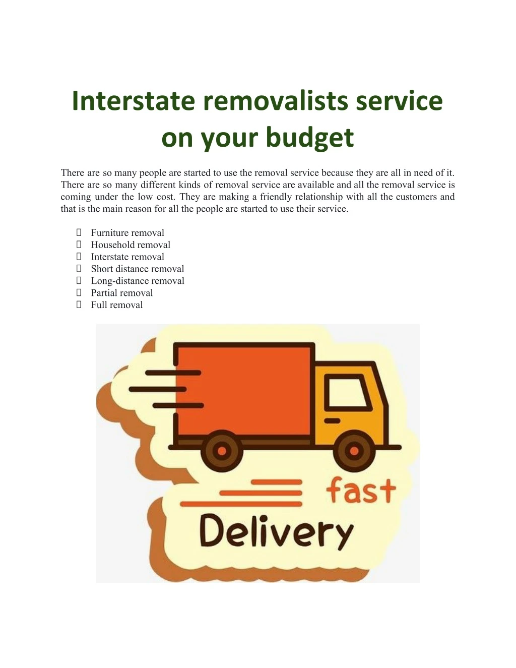 interstate removalists service on your budget