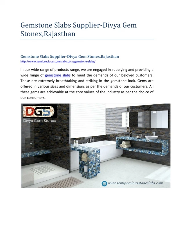 Gemstone Slabs Supplier-Divya Gem Stonex,Rajasthan