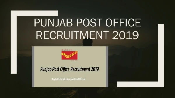 Punjab Post Office Recruitment 2019, GDS Posts In Punjab Postal Circle