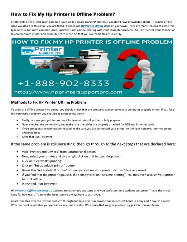 Fix My Hp Printer is Offline Problem