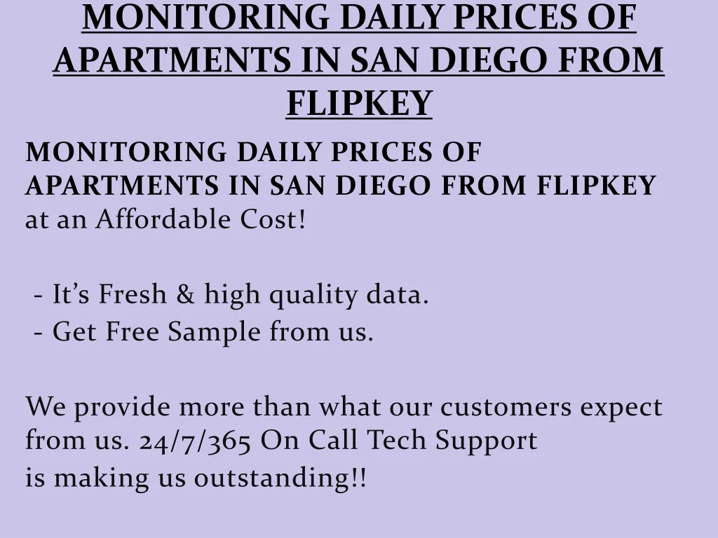 monitoring daily prices of apartments in san diego from flipkey