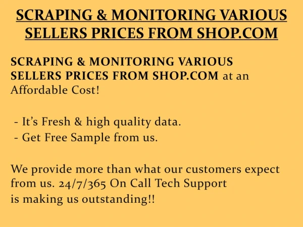 SCRAPING & MONITORING VARIOUS SELLERS PRICES FROM SHOP.COM