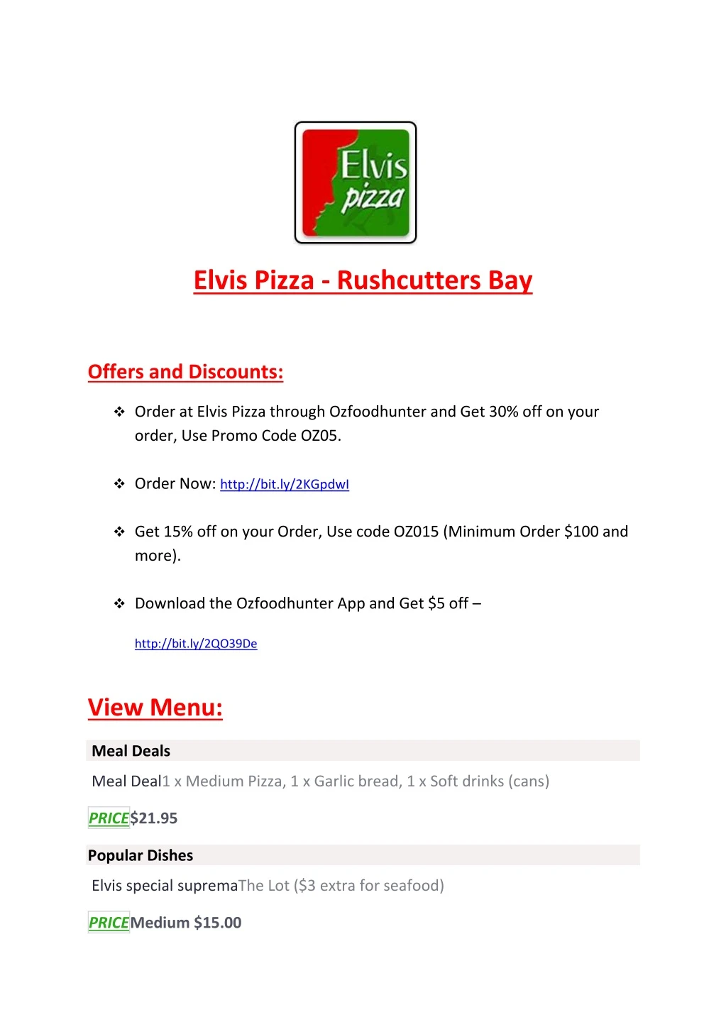 elvis pizza rushcutters bay
