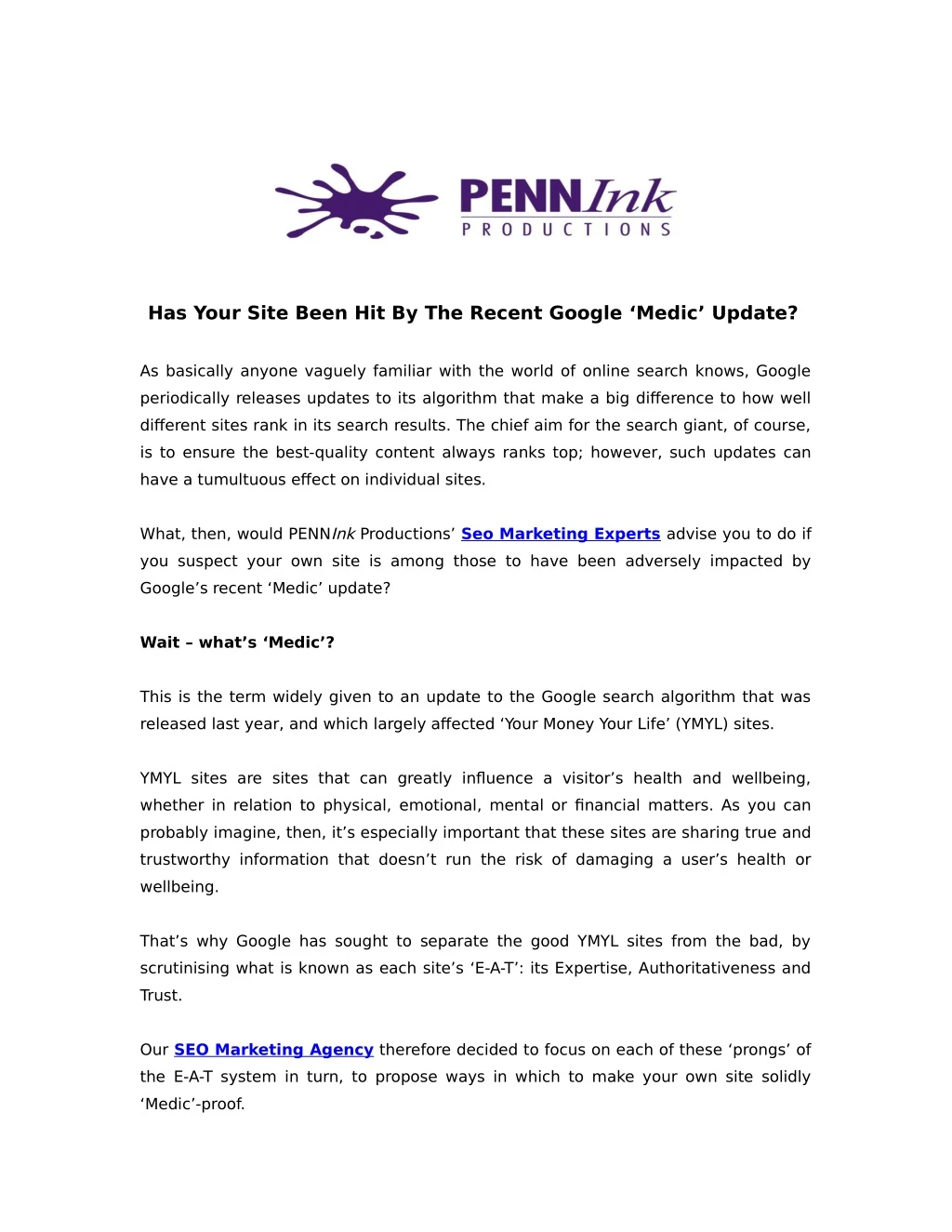 has your site been hit by the recent google medic