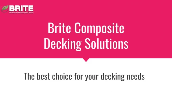 Composite Decking Suppliers in Australia - BriteDeck™
