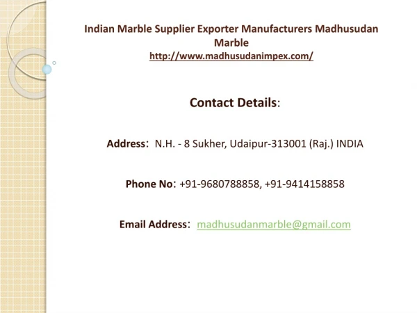 Indian Marble Supplier Exporter Manufacturers Madhusudan Marble