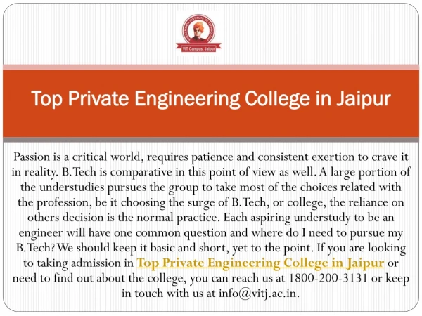 Top Private Engineering College in Jaipur