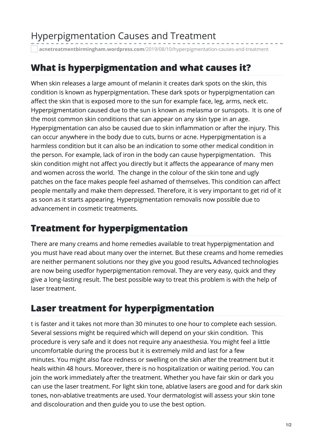 hyperpigmentation causes and treatment