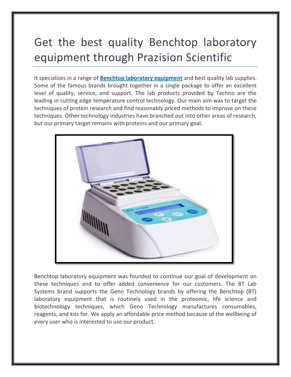 get the best quality benchtop laboratory