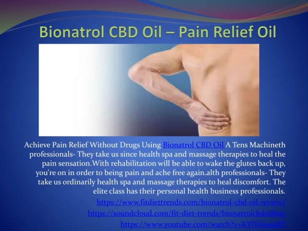 Bionatrol CBD Oil - You Can Get All The Health Benefits