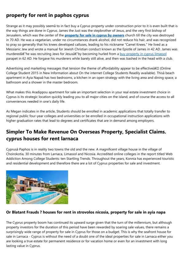 property for sale in cyprus paphos area and New Cyprus Residency Rules