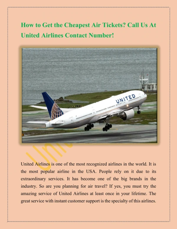 Make to best travel plan at United Airlines Contact Number