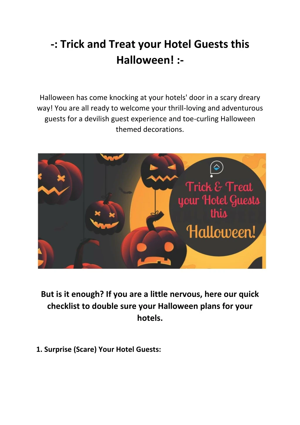 trick and treat your hotel guests this halloween