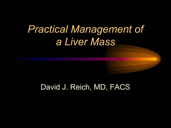 Practical Management of a Liver Mass