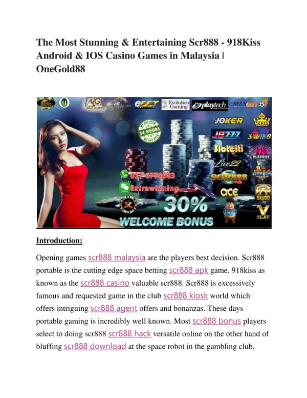 Most Stunning and Entertaining scr888 Malaysia games