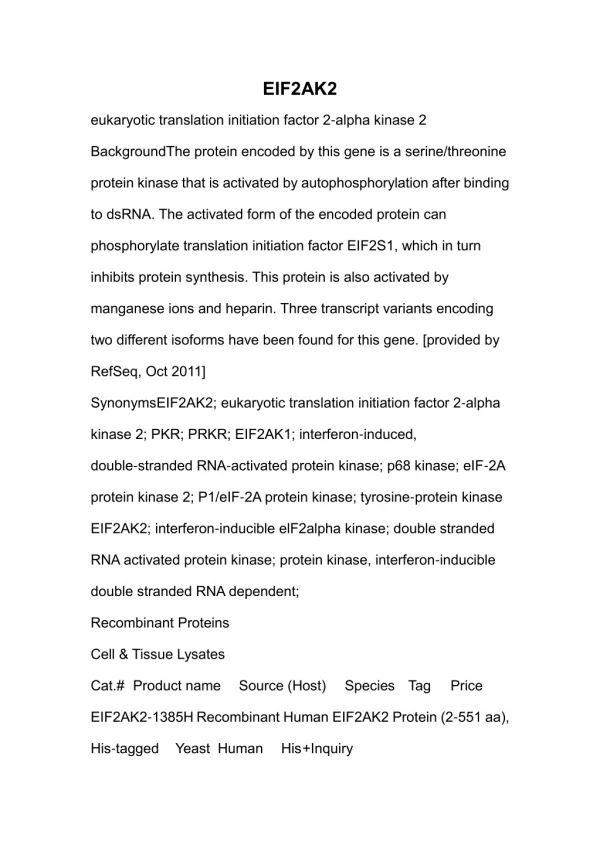 eukaryotic translation initiation factor 2-alpha kinase 2