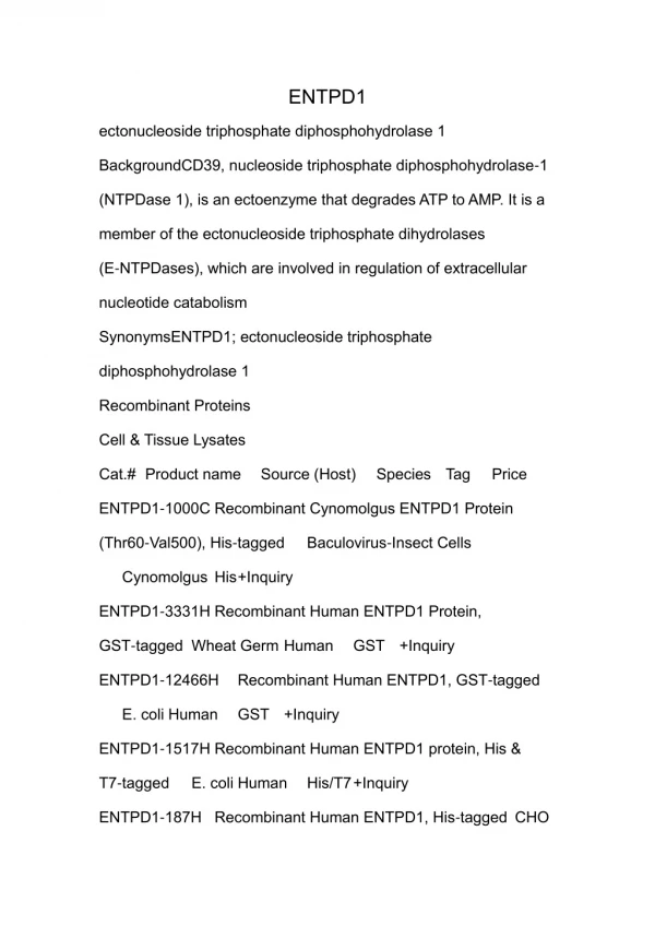 ectonucleoside triphosphate diphosphohydrolase 1