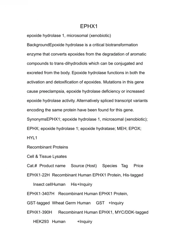 epoxide hydrolase 1, microsomal (xenobiotic)
