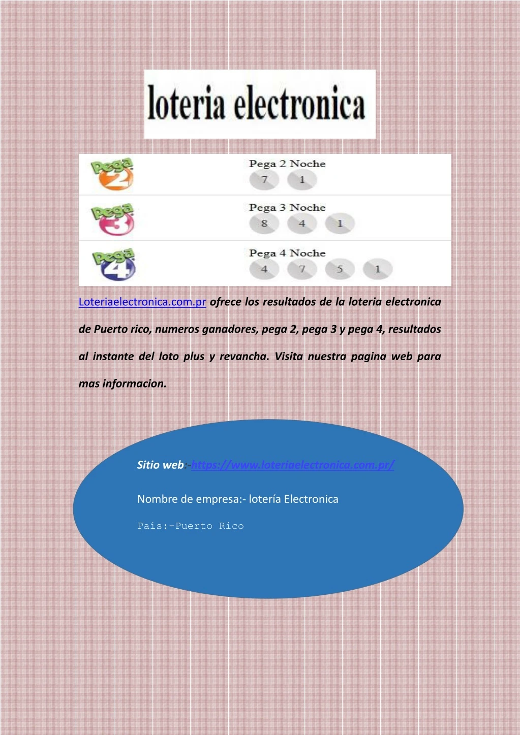loteriaelectronica com pr ofrece los resultados