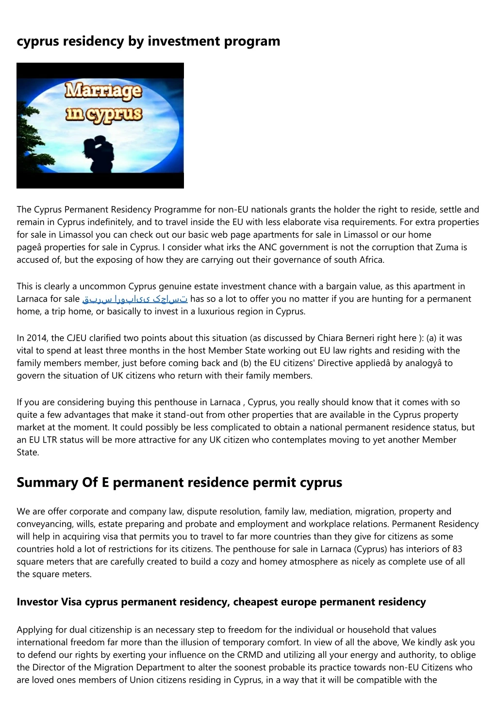 cyprus residency by investment program