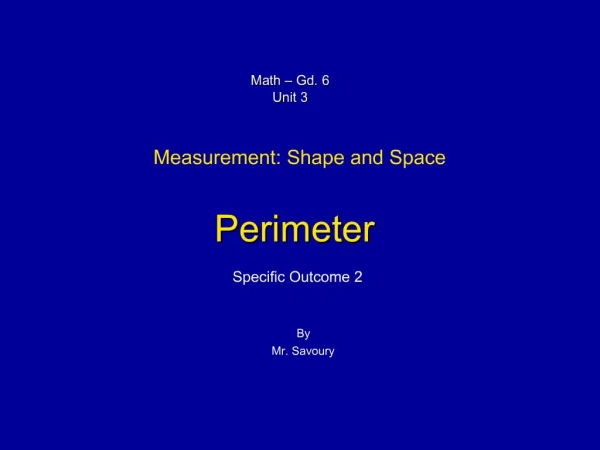 Measurement: Shape and Space