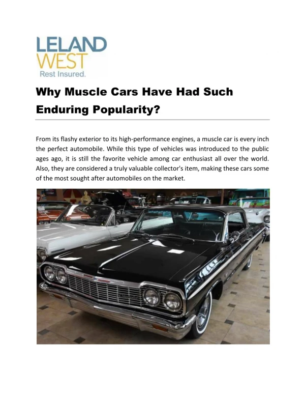 Why Muscle Cars Have Had Such Enduring Popularity?
