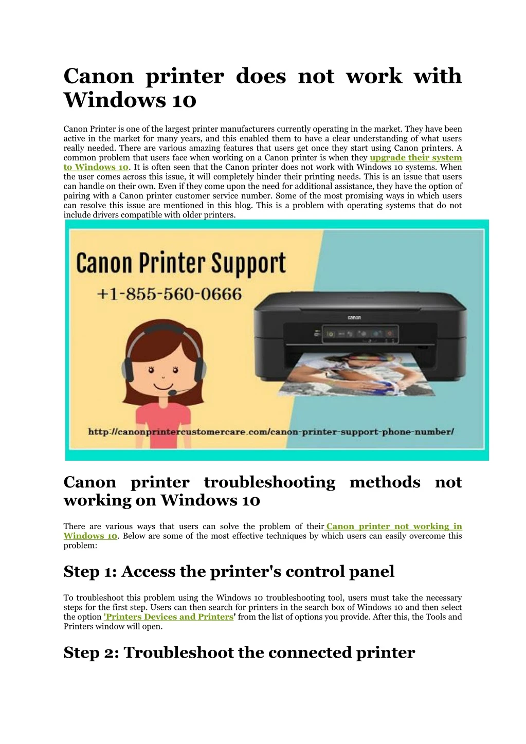 canon printer does not work with windows 10