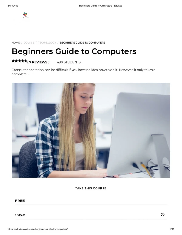 Beginners Guide to Computers - Edukite
