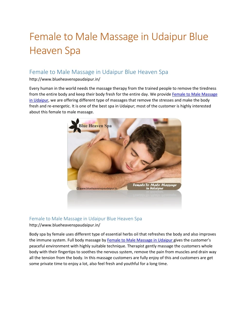 female to male massage in udaipur blue heaven spa