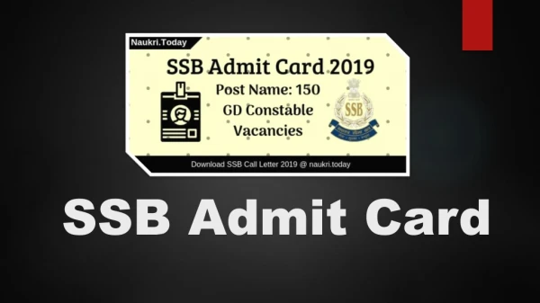 Download SSB Admit Card 2019 Constable GD Exam Date/ Hall Ticket