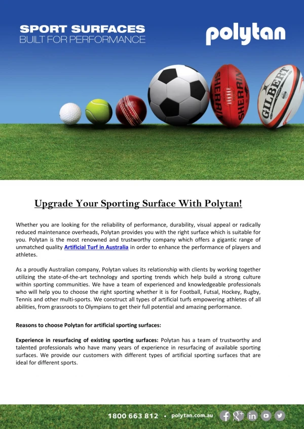 Upgrade Your Sporting Surface With Polytan!