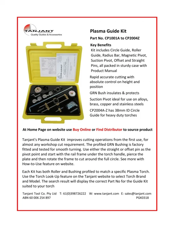 Plasma Cutter Guide PDF Leaflet - Tanjant Tool