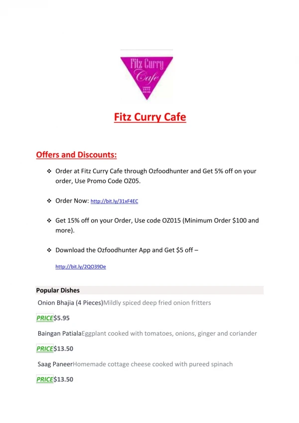 15% Off - Fitz Curry Cafe-Fitzroy - Order Food Online